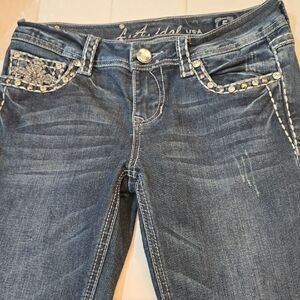 L.A. Idol Blue Skinny Jeans with Embellished Pockets